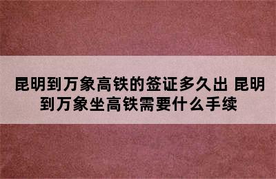 昆明到万象高铁的签证多久出 昆明到万象坐高铁需要什么手续